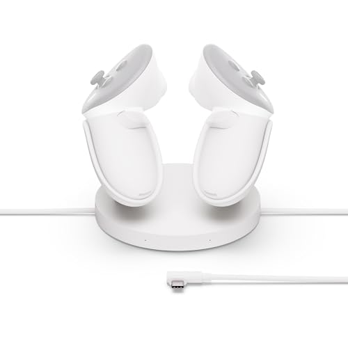 Meta Quest Compact Charging Dock – Works with Meta Quest 3/3S – Extended headset charging cable – Wireless charging for Touch Plus controllers