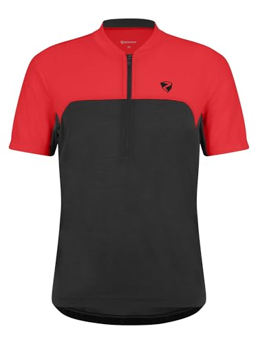 Ziener NARIUS Maillot de Cyclisme pour Homme - VTT - Vélo de Route - Respirant - Séchage Rapide - Élastique - Manches Courtes - Rouge - 48