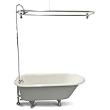 My PlumbingStuff RX2300J JUMBO Clawfoot Tub Add-a-Shower - 60” D-Style Rod with Shower Rings - JUMBO Chrome-Bell Showerhead -