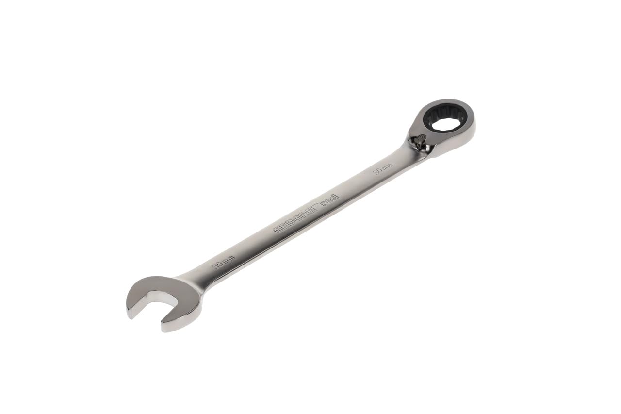 GEDORE red Combination ratchet spanner, Reversible, AF 30 mm, Angled, Flat, Bi-hex, Spanner, R07200300