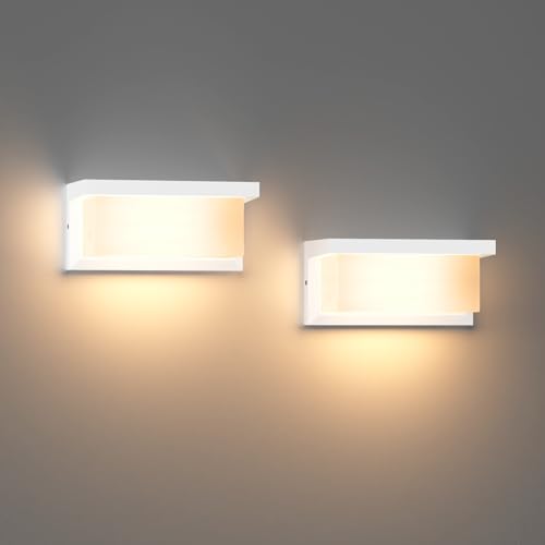 Klighten 2 x E27 Outdoor Wall Light by Bianca, Outdoor Wall Light IP65, 60W Suitable for Indoor Outdoor, Patio, (No Bulb)