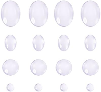 40pcs Flat Back Round Oval Clear Glass Dome Cabochons for Photo Cameo Pendant Craft Jewelry Making
