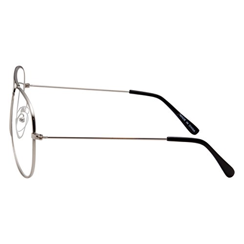 grinderPUNCH Aviator Clear Lens Eyeglasses for Fashion Glasses with Non-Prescription UV Protection Metal Frame Silver