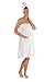 TexereSilk Women's Towel Wrap - Rayon Cotton Blend Spa Wrap Set (The Waterfall, Natural White, Small/Medium)