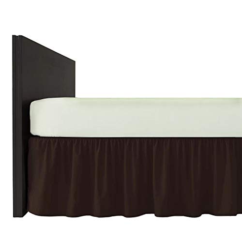 COMFORTESY Plain Dyed Poly-Cotton Frilled Bed Base Valance Sheet - Easy Care, In 20 Colours - Machine Washable (Chocolate, Super King)