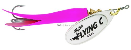 UPC 022141081045, Mepps Flying C Single Hook Fishing Lure, 7/8-Ounce, Hot Pink Sleeve/Silver Blade