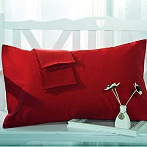 Photo 1 of SAHARBEDDINGS Toddler Travel Pillowcase 12x16 500 Thread Count Pack of 2 Toddler Baby Pillowcases Cover with Envelope 100% Egyptian Cotton (Toddler Travel 12x16 Envelope Closer, Burgundy)