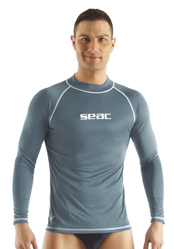 SEAC Mens T-Sun Long Man T-Sun Long, Rash Guard for Swimming, Surfing, Diving, UV Protection Grey