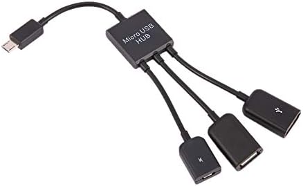3 in 1 Micro USB HUB Male to Female Double USB 2.0 Host OTG Adapter Cable For Smartphone Computer Tablet 3 Port(black)