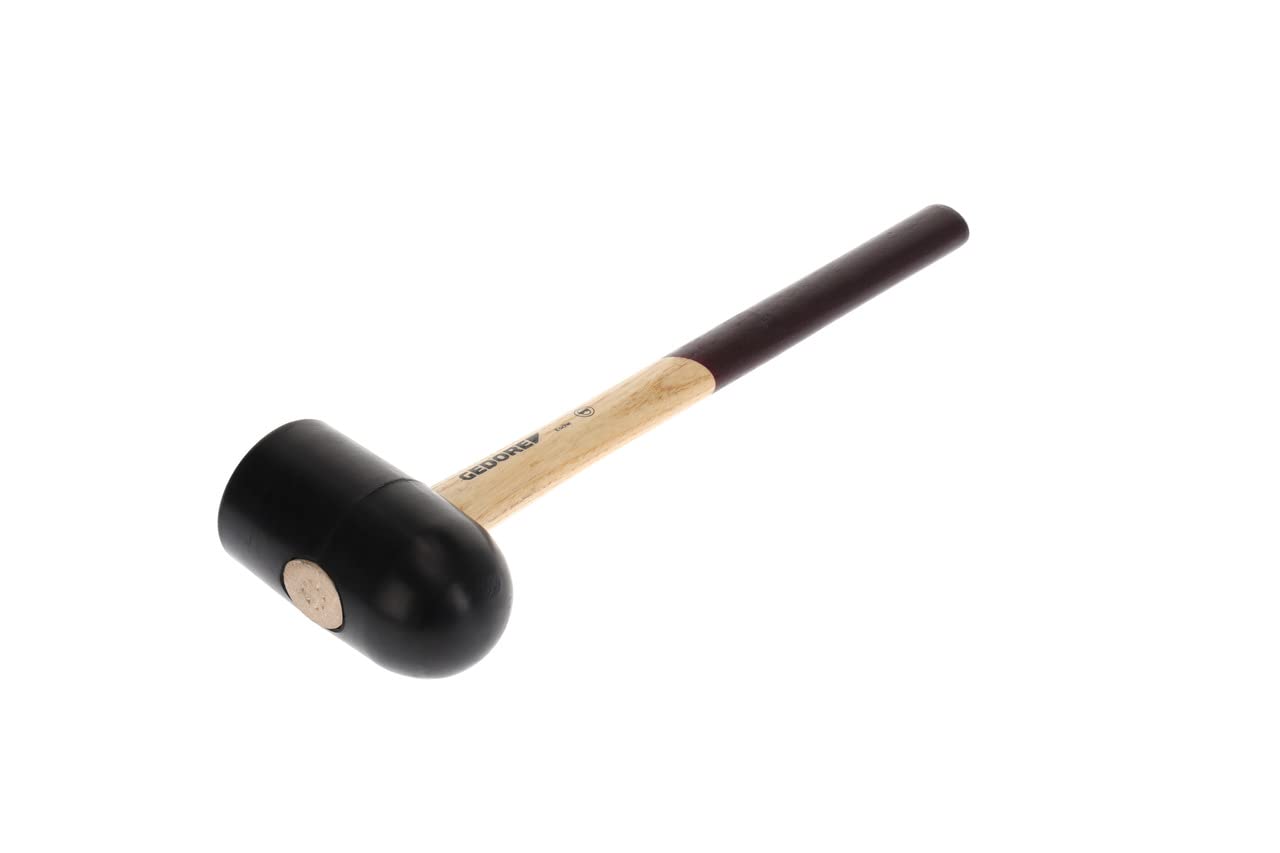 GEDORE Rubber Mallet with Wooden Handle, Dia. 65 mm, Hammer with ash Wood Handle, 2 Flat Striking Faces, Tool, Forged, 226 E-2 A
