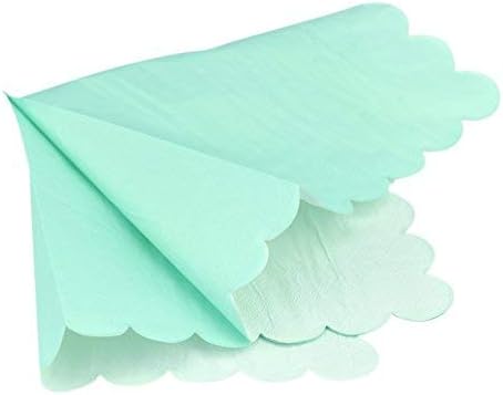 Paper Napkins 40 Pcs (Mint Green, Mint Green| Floral Edge - Image 4