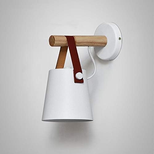 Creative Modern Bedroom Wall Lighting Aisle Study Wall Lighting Fixtures Bedside Cafe Iron Belt Wall Lamp Wall Hanging Lantern Plug-In Button Cord Lighting Small Reading Light (Color : White)