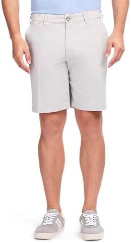 IZOD Mens Khaki Anchor Print Shorts 34W Cedarwood beige at Amazon