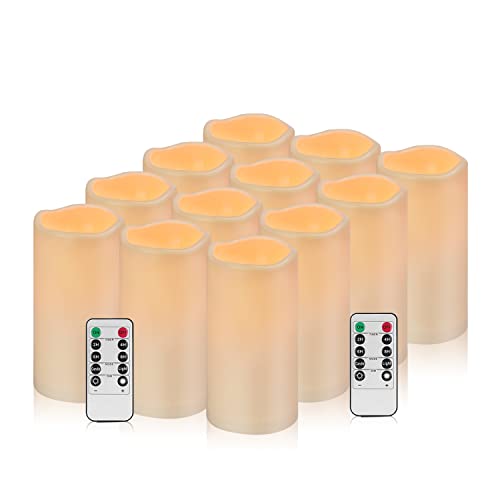Flameless Candles 3x6 Ivory Warm Light 12 Pack