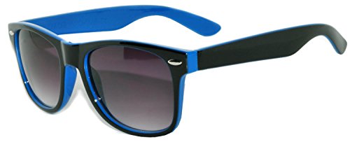 Two Tone (Black-Blue) Vintage Sunglasses Smoke Lens Retro'80 for Men