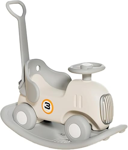 3-in-1 Rocking Horse Ride-On Toy with Balance Board and Music, for Ages 1-5 Years, Convertible Push Car and Rocker, Foot Kick, Baby boys Girls Toodlers Car, 70x32.5x51cm (Style-A)