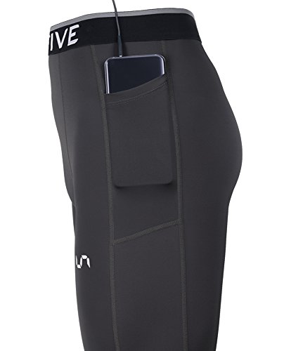 Take Five Men’s Side Pockets Cool Dry Tights UV Protection Compression Baselayer Cycling Yoga Leggings (Z808, XL)