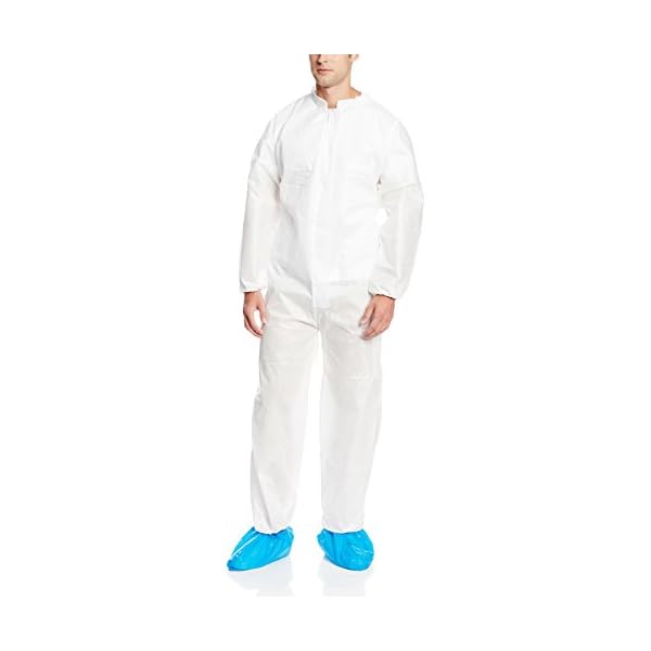 ValuMax 4802WHXL Ultra SMS Disposable Coverall, Fluid Resistant, Breathable, Elastic Cuffs and Ankles, White, XL, Case of 25