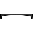 Top_Knobs Riverside Pull Color Flat Black 6 5/16” Length Grace Coll Contemporary Transitional Bar Handle Decorative Kitchen B