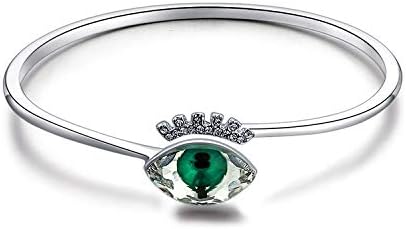 Crystals From Swarovski Stylish Lucky Eye Kada Bracelet Jewellery for Women & Girls (Green)