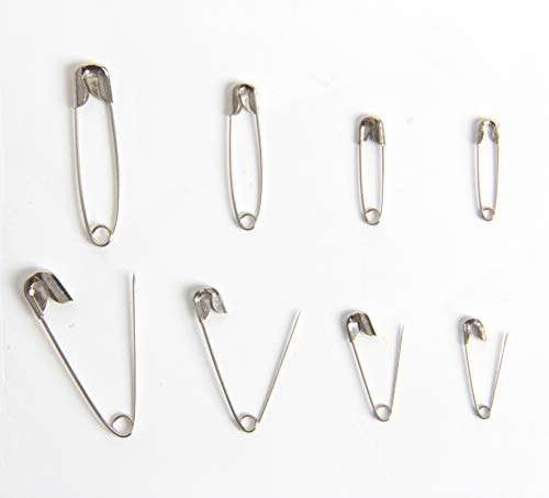 Happy Shop Premium Safety Pins- 4 Size-520 Count- Durable, Rust-Resistant Nickel Plated Steel Sewing Accessories Kit for Home Office Use Art Craft Sewing