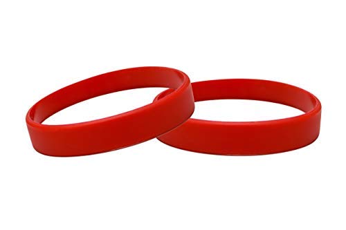 Silicone Wristbands Pack Of 10 Youth Sizes Choice Of Colours (Red)