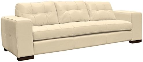 Omnia Leather Peninsula 1 Cushion Sofa in Leather, Chocolate Legs, Navajo Ivory