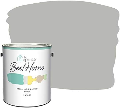 The Spruce Best Home by KILZ 15125701 Interior Matte Paint & Primer in One, 1 Gallon, SPR-28 Calming Gray