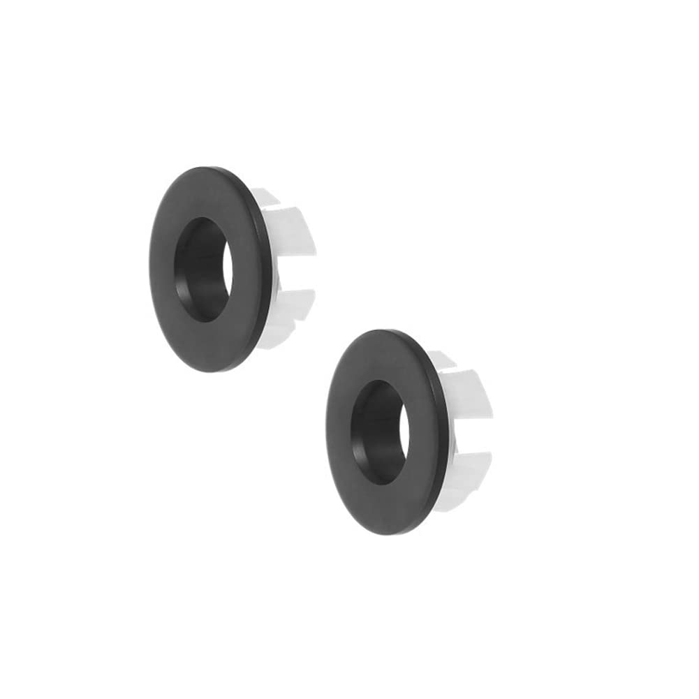 Lokatall Sink Overflow Ring Kitchen Bathroom Sink Hole, 2 pcs Round Overflow Cover Basin Trim Overflow Drain Cap Cover Insert in Hole Spares Sink Overflow Cap Replacement, 30mm (Black)