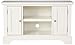 Home Styles Naples White TV Stand with Open Storage Shelf, Two Wood Panel Doors, Adjustable Shelves, and Cable Access