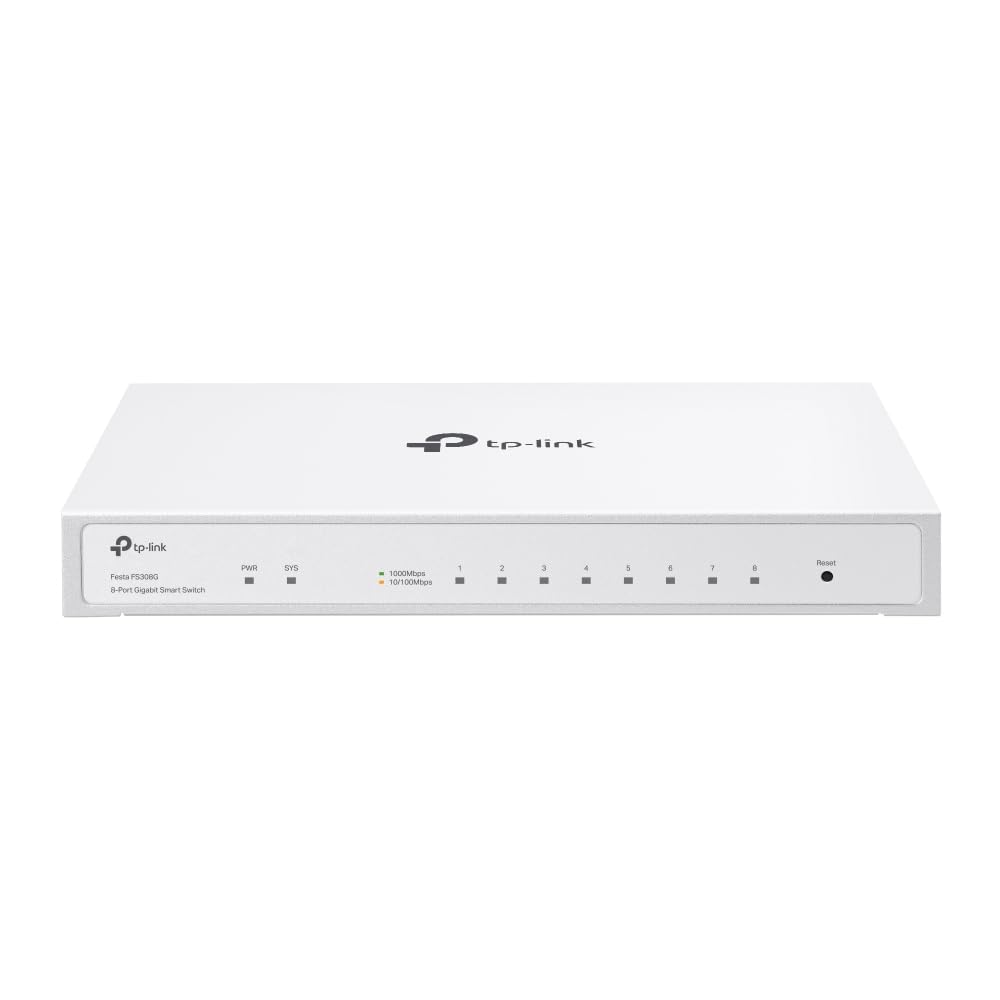 TP-Link Festa FS308G - 8 Port Gigabit Smart Managed Switch, Self-Organizing Network Free Cloud Management Fanless Static Routing, Vlan, ACL, LAG Desktop/Wall Mount, Does not Work w/ Omada Image TP-Link Festa FS308G - 8 Port Gigabit Smart Managed Switch, Self-Organizing Network Free Cloud Management Fanless Static Routing, Vlan, ACL, LAG Desktop/Wall Mount, Does not Work w/ Omada Image