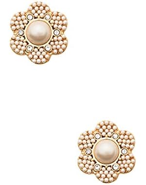 'Park Floral' Stud Earrings, Cream