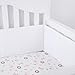 TILLYOU Cotton Collection Breathable Crib Bumper Pads for Standard Cribs Machine Washable Padded Crib Liner Set for Baby Boys Girls Safe Bumper Guards Crib Rail Padding, 4 Piece, White