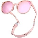 1-Pair New COCOSAND Baby Pink Sunglasses With Strap, Cloth Bag & Lens Cloth
