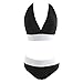 Tueenhuge Retro Vintage Elegant Bikini Two Piece Swimsuits High Waisted Swimwear (Black,M)