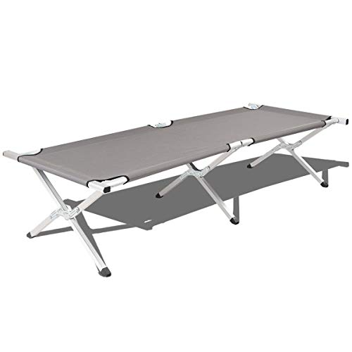 Heize best price Gray Folding Camping Cot X Shape Outdoor Portable Military Bed with Carry Bag Hiking(U.S. Stock)