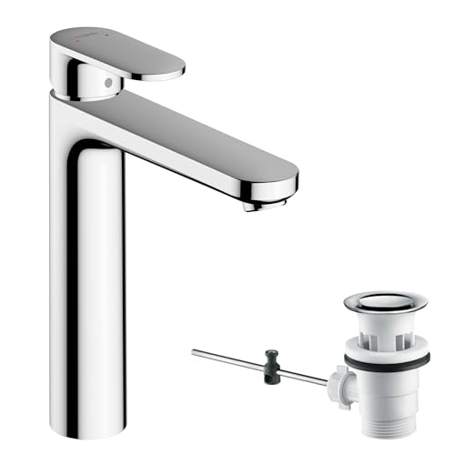 hansgrohe Vernis Blend - Waschtischarmatur mit Zugstangen-Ablauf, Wasserhahn Bad mit Auslauf Höhe 190 mm, Mischbatterie Waschbecken wassersparend (Eco