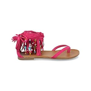 Sandalias Plana de Mujer con Flecos y Adornos Etnicos Primavera Verano | DeHippies.com