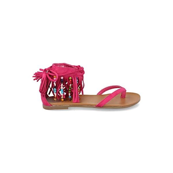 Sandalias Plana de Mujer con Flecos y Adornos Etnicos Primavera Verano | DeHippies.com