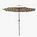9 ft Outdoor Solar Powered 32 LED Lighted Patio Table Umbrella with Push Button Tilt Adjustment and Crank System 8 Rib 9 feet Solar Led Lights Steel Deluxe Market Umbrella High-quality Fabric Tan