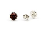 925 Sterling Silver Round Stud Earrings with Genuine Natural Baltic Amber.
