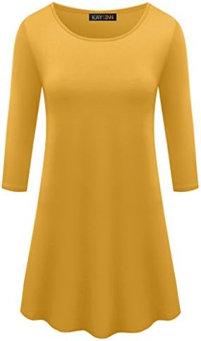 3/4 Sleeves Tunic Top for Women X-Large Mustard Yellow