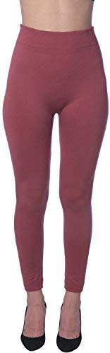 Active Club 6 Pack Women's Fleece Lined Leggings - Soft High Waisted Winter Warm Leggings (S/M, Black/Navy/Dk Grey/Olive/Rose/Brown) - Thumbnail 4