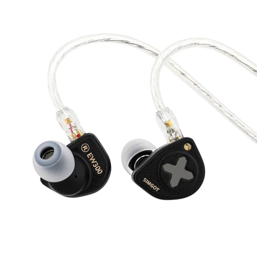 Linsoul SIMGOT EW300 1DD+1Planar+1PZT Hybrid In-Ear Controller, IEM Headphones, Gaming Headphones, Detachable Earphones, OFC Cable Silver for Audiophile (DSP Edition, TypeC With Mic)