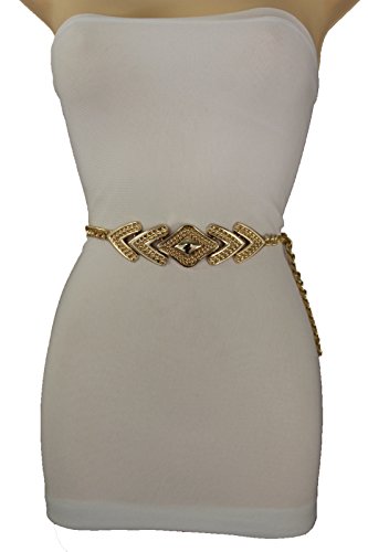 TFJ Women Fashion Metal Chains Belt Hip High Waist Gold Long Buckle Plus Size M L Xl