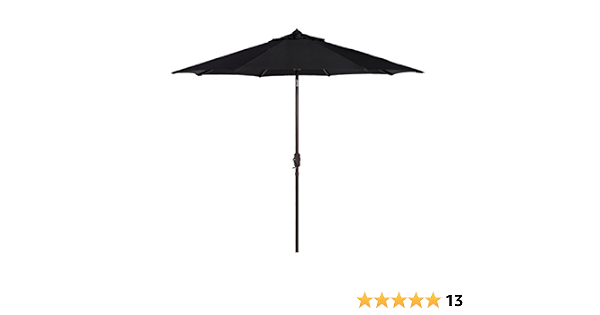 Amazon Com Bayside 21 Patio Umbrella 9 Ft Aluminum Outdoor Table Market Umbrellas With Auto Tilt And Crank Sunbrella Black Garden Outdoor