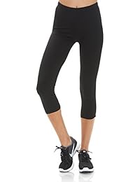 Leggings capri ed elástico tela piel de melocotón sólido regular de la dama