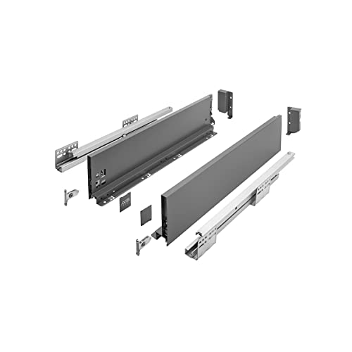 GTV Axis Pro Drawer Runners with Full Extension, Anthracite, Load Capacity up to 40 kg, Push to Open Systems, Free Access, Width: 550 mm, Height: 120 mm