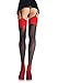 Leg Avenue womens Contrast Top Cuban Heel Backseam Stockings Hosiery, Black/Red, One Size US