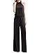 URBAN K Women's Sleeveless Mock Neck Tie Back Solid Jumpsuits and Rompers